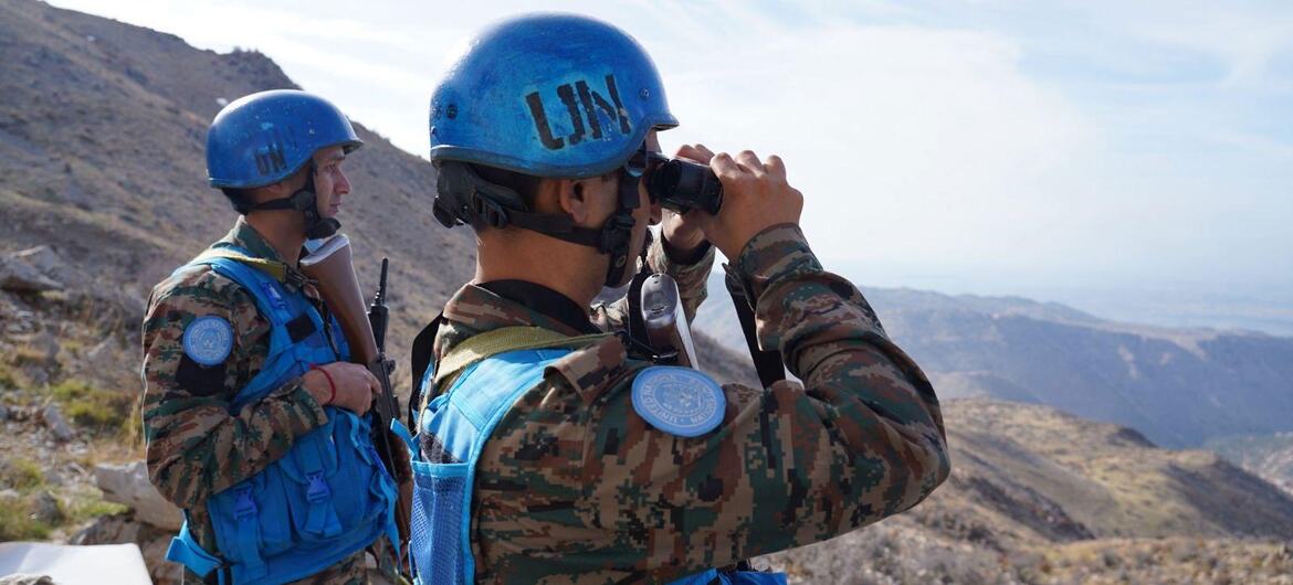 UNIFIL peacekeepers on patrol along the Blue Line in southern Lebanon.