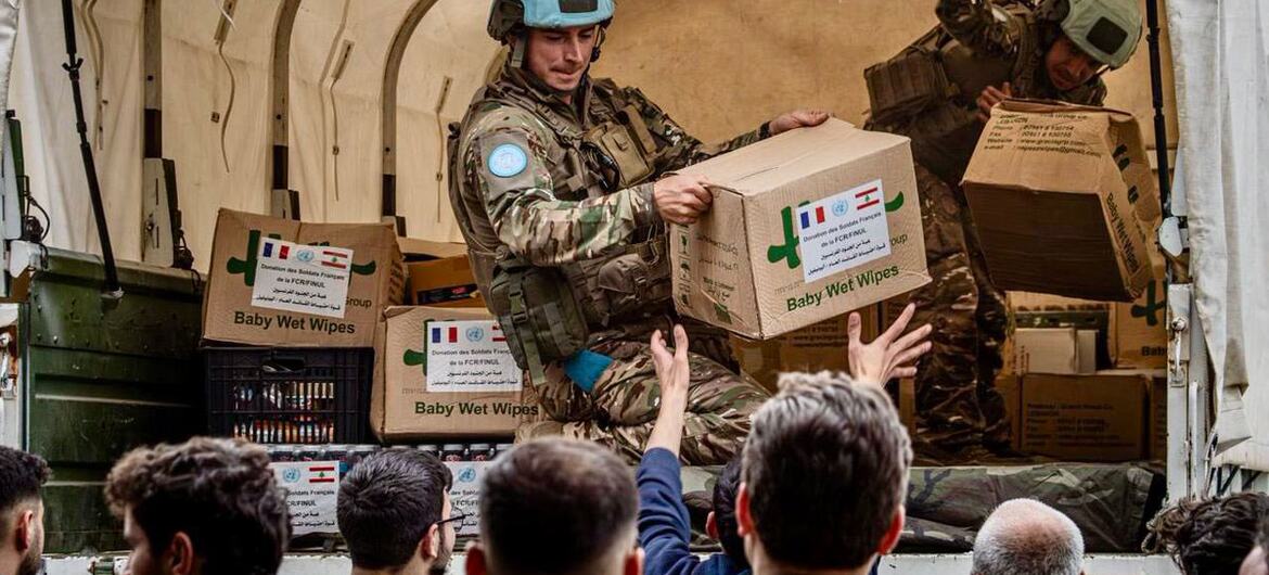 peacekeepers in Lebanon deliver essential supplies to civilians