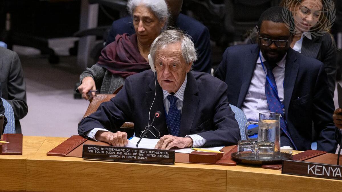 Nicholas Haysom, Special Representative of the Secretary-General and Head of the United Nations Mission in South Sudan, briefs the Security Council meeting on the situation in the Sudan and South Sudan.
