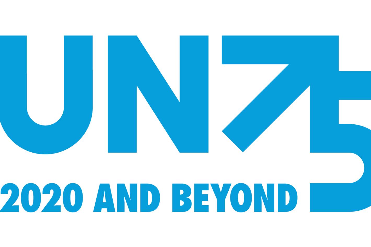 UN75 2020 And Beyond Logo with UN Flag