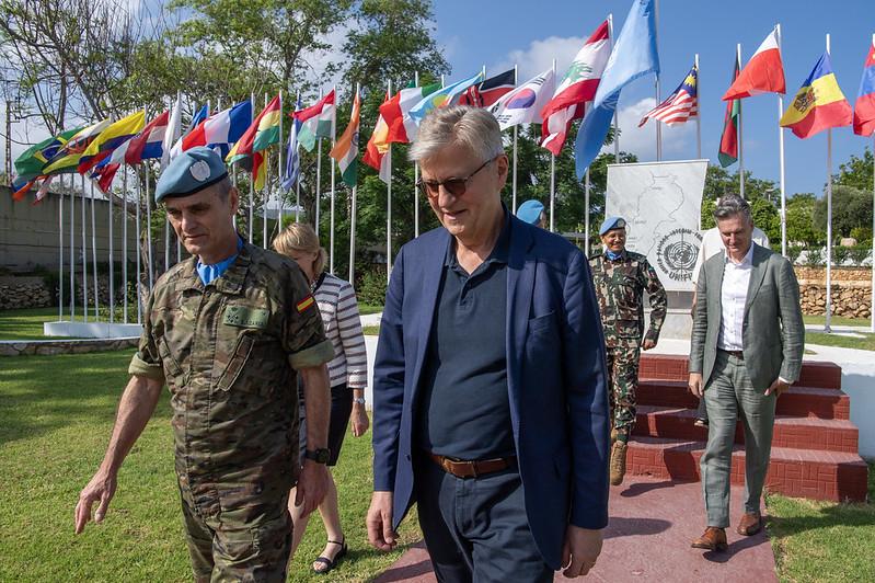 USG Lacroix accompanied by UNIFIL's Head of Mission and Force Commander Lieutenant General Aroldo, during his visit to UNIFIL in June 2025.