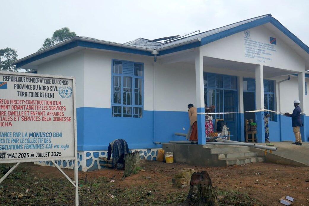 Un bâtiment financé par la MONUSCO est photographié à Nord-Kivu.