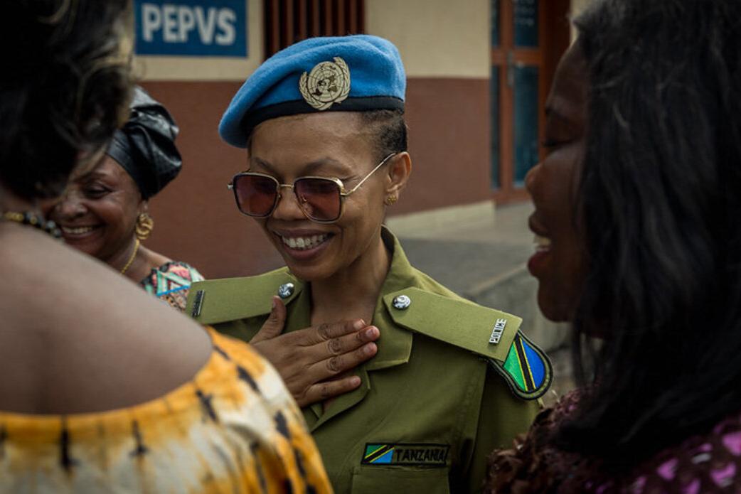 A police officer from Tanzania serving with MONUSCO