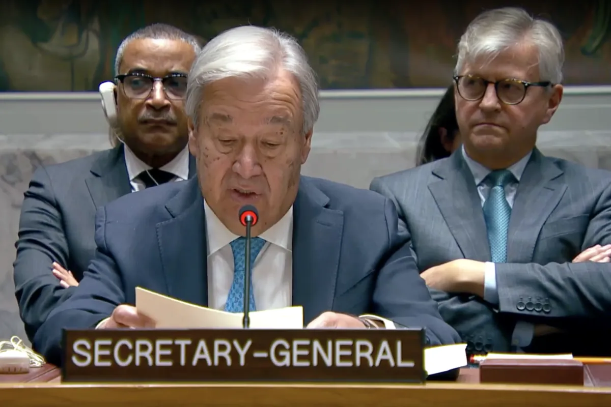 UN Secretary-General António Guterres briefs the Security Council